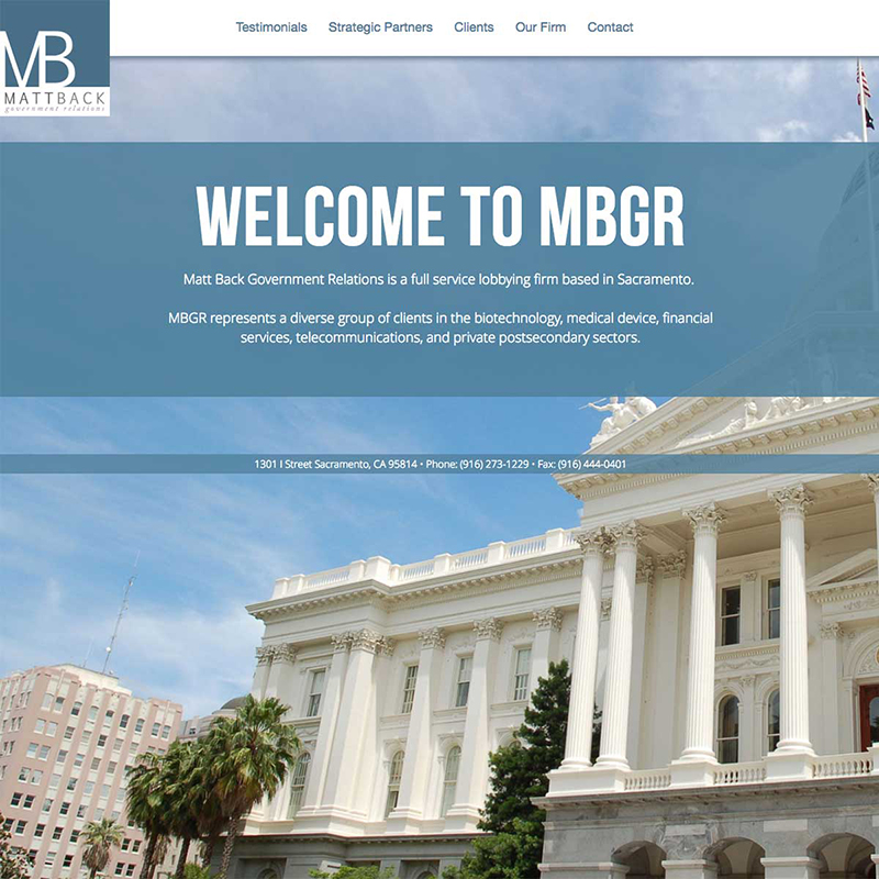 Matt Back Government Relations Website Design Screenshot 1