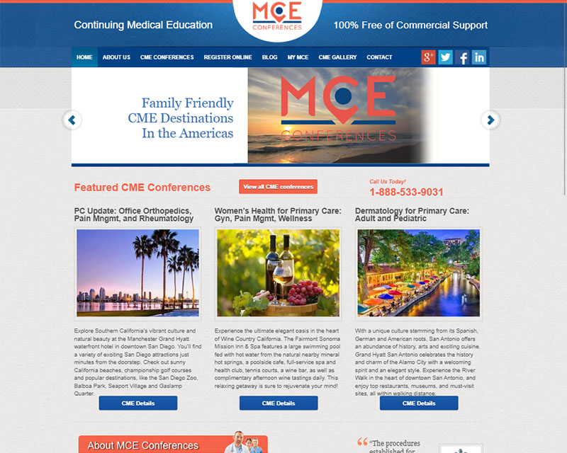 Before Screenshot of MCE conferences website redesign