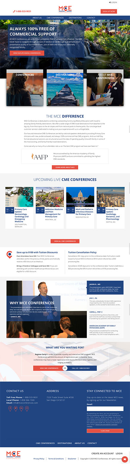 MCE Conference Website Homepage Screenshot