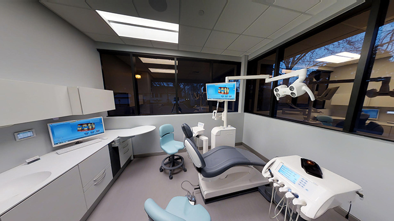 A picture of the Midtown Dental's technologically advanced treatment room that was provided to Capitol Tech Solutions for the design of their new Search Engine Optimized website