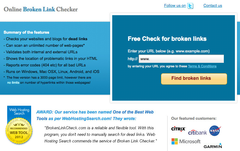 Free Online Broken Link Checking Tool
