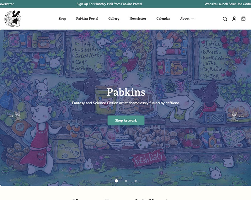 After Screenshot of Pabkins Art website