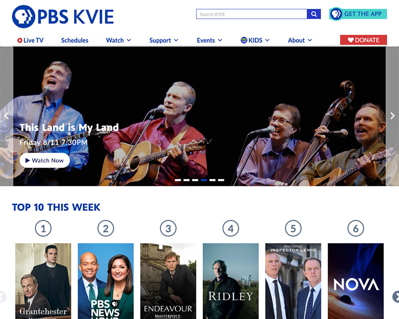 After Screenshot of PBS KVIE website redesign