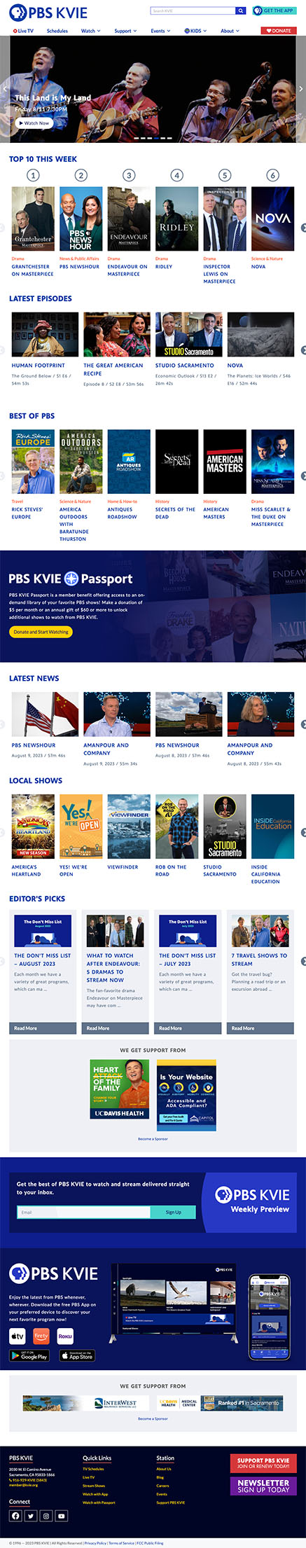 PBS KVIE Website Homepage Screenshot