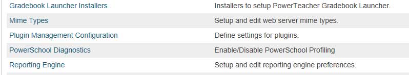 PowerSchool Plugin Management Configuration