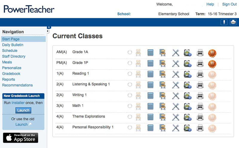 PowerSchool PowerBI dashboard showing statistics for a particular week