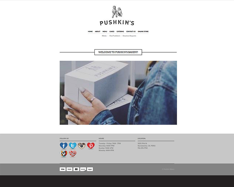 Before Screenshot of Pushkin's Bakery website