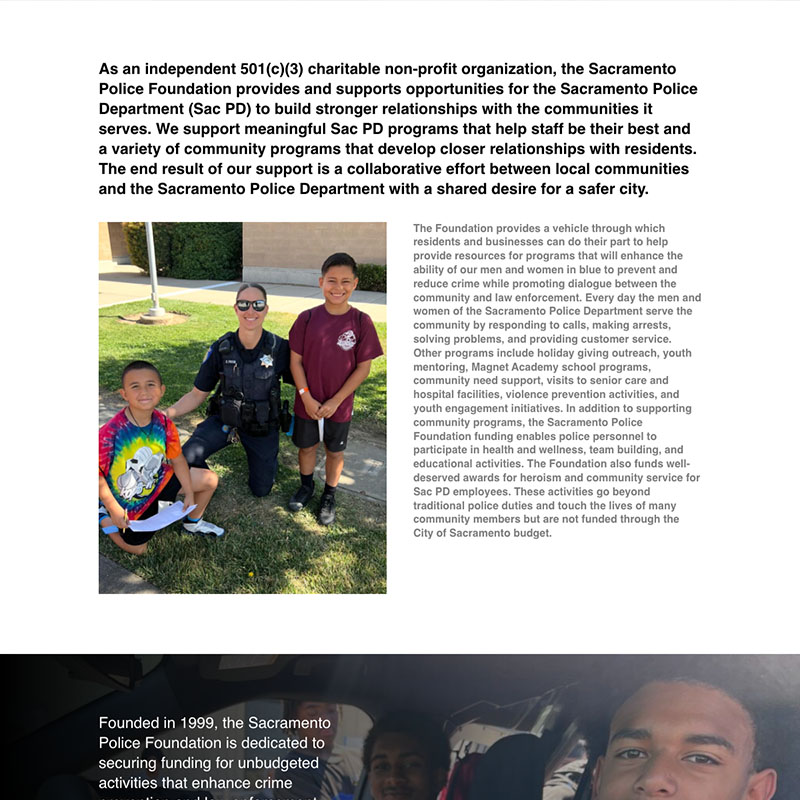 Sacramento Police Foundation Website Design Screenshot 1