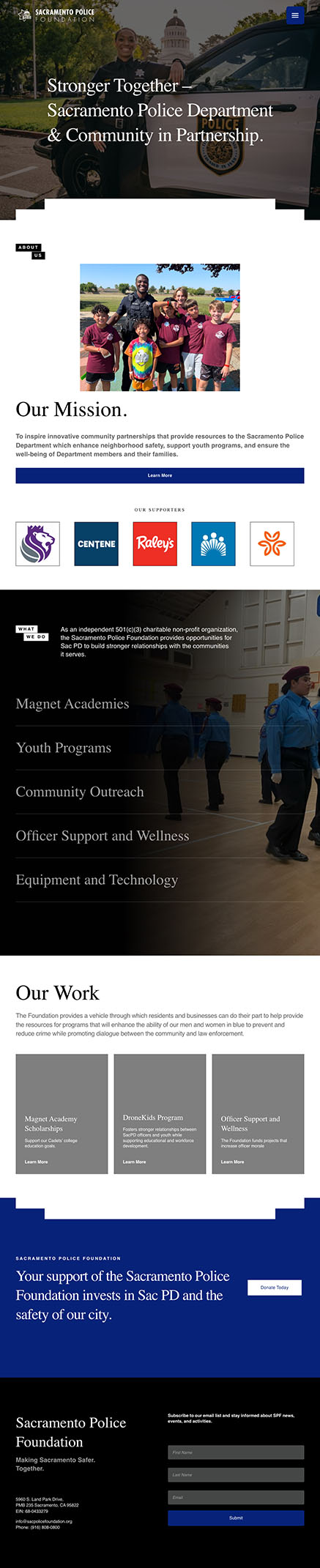 Sacramento Police Foundation Website Homepage Screenshot