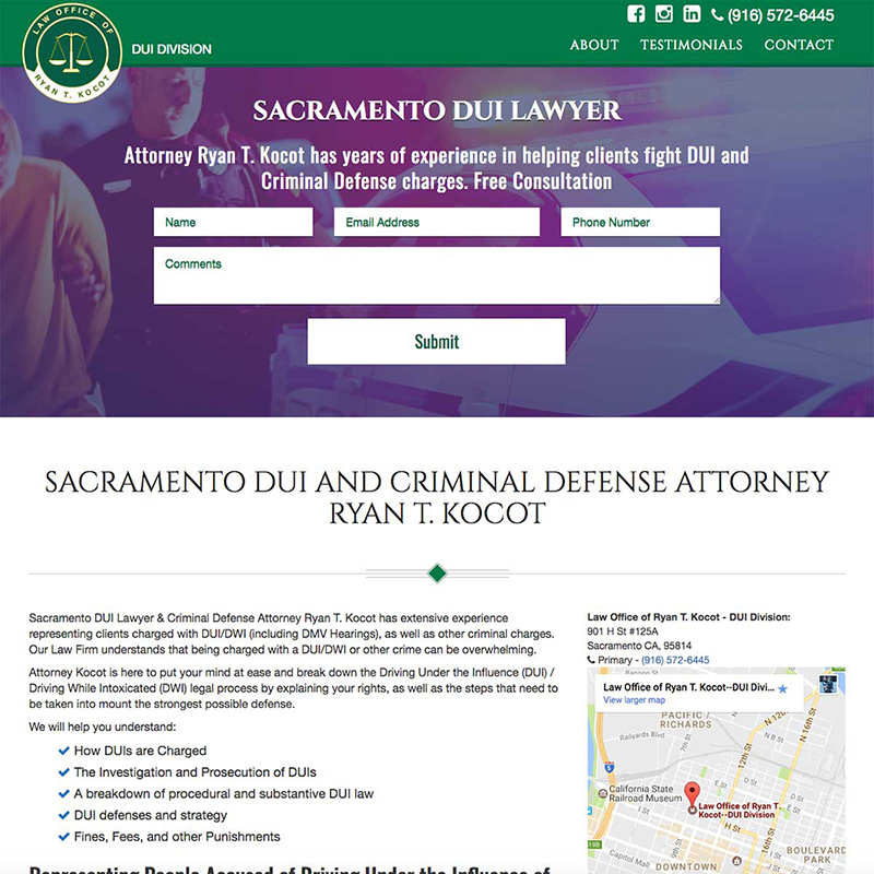 Sacramento DUI Defender Website Design Screenshot 1