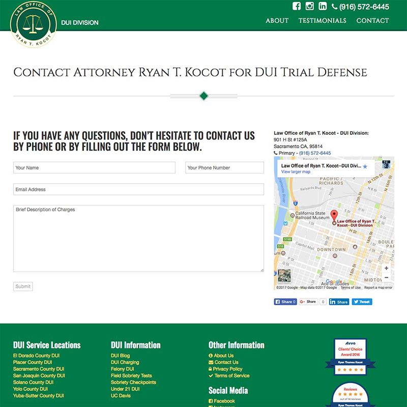 Sacramento DUI Defender Website Design Screenshot 3