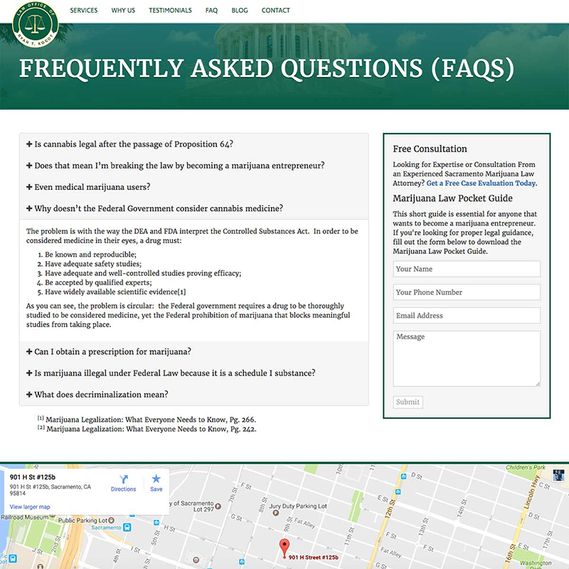 Sacramento Marijuana Law Website Design Screenshot 3