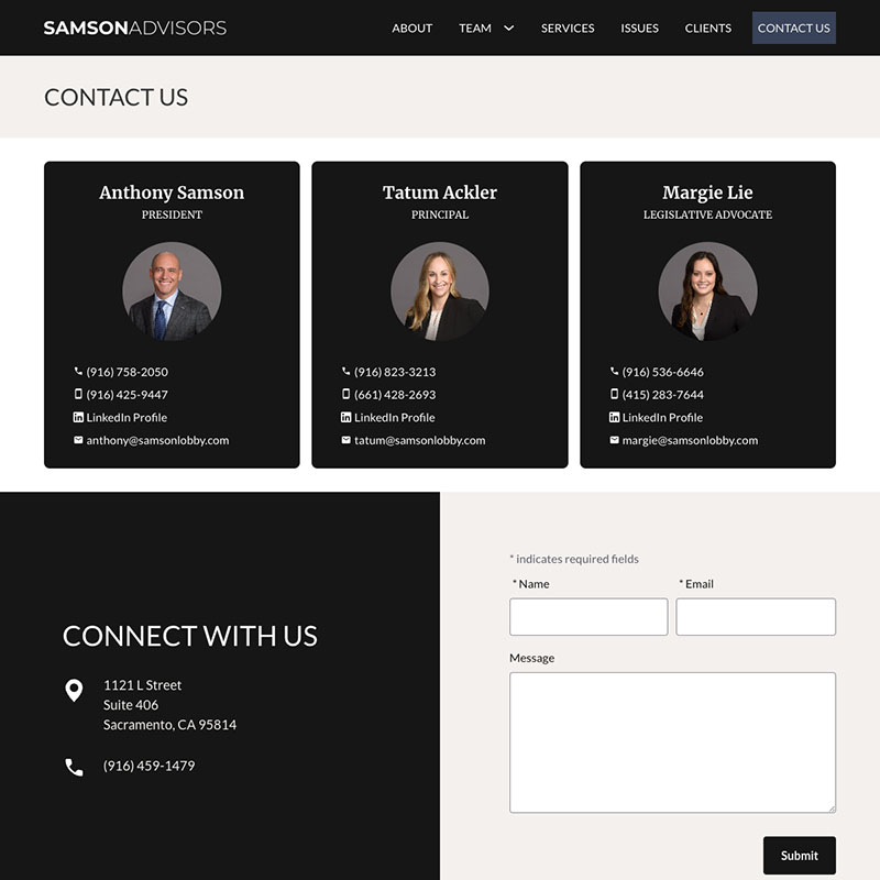 Samson Advisors Website Design Screenshot 4