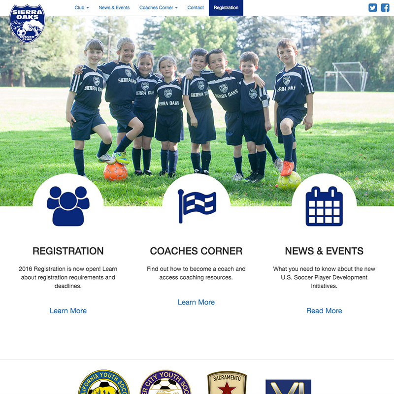 Sierra Oaks Soccer Website Design Screenshot 1