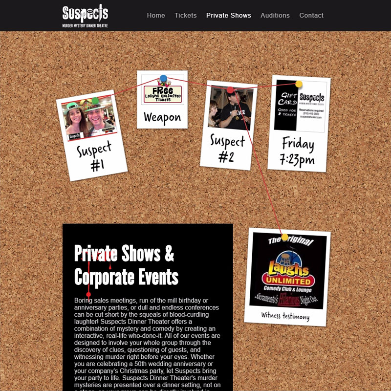 Suspect Theater Website Design Screenshot 3