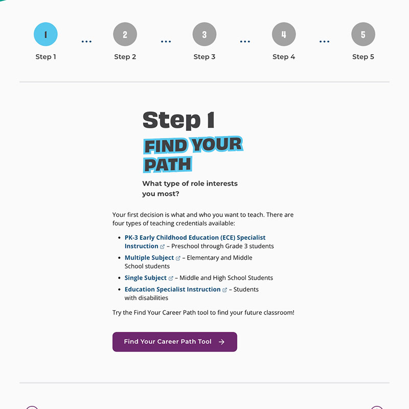 Teach for California Website Design Screenshot 1