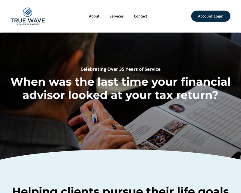 After Screenshot of True Wave website redesign