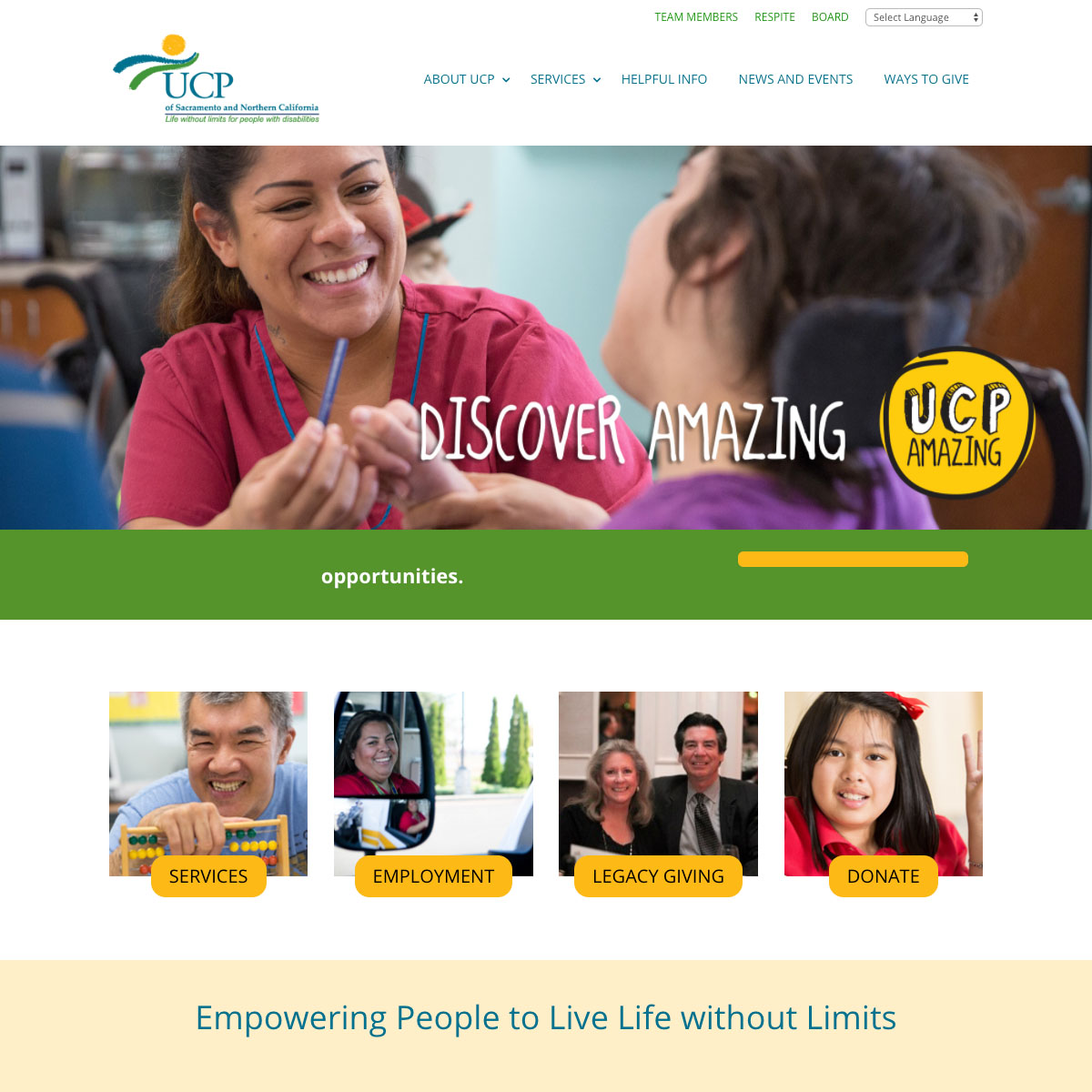 UCP Sacramento website homepage