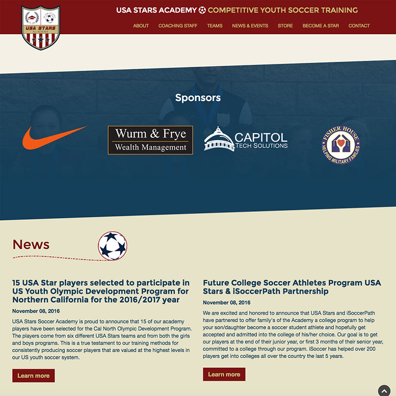 USA Stars Academy Website Design Screenshot 2