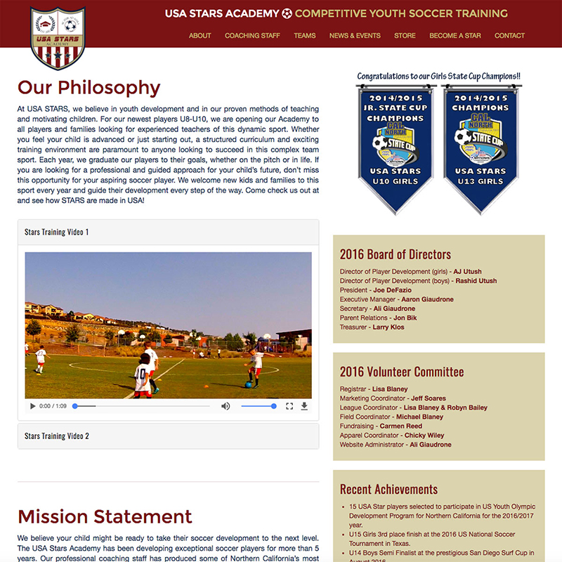 USA Stars Academy Website Design Screenshot 3