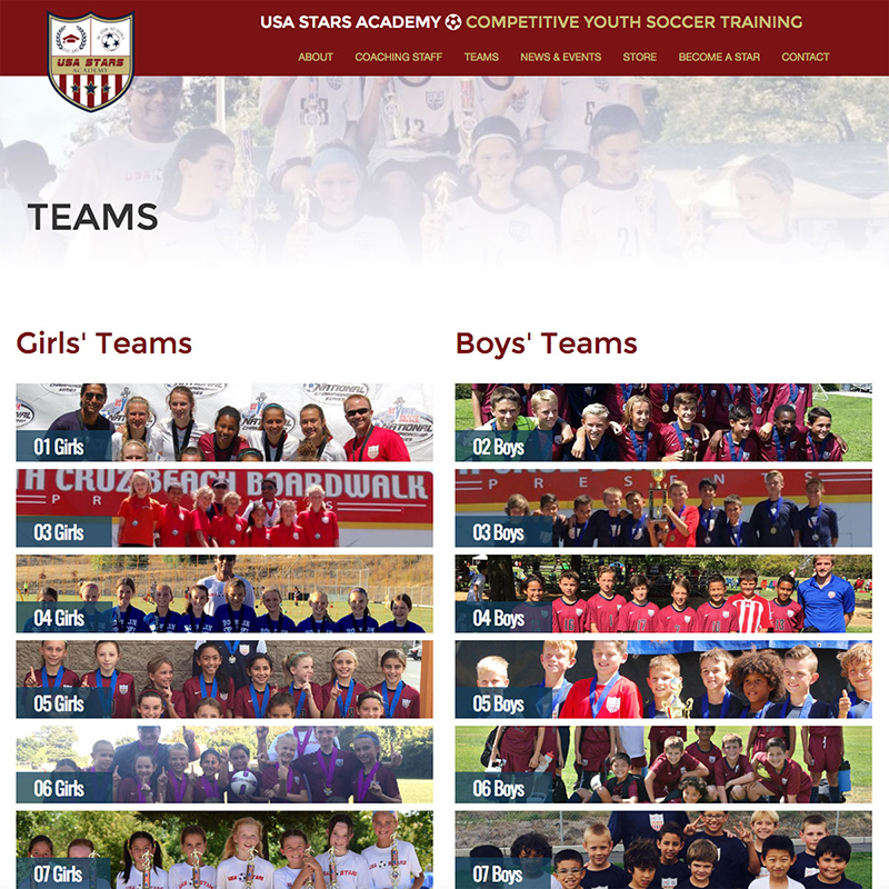 USA Stars Academy Website Design Screenshot 4