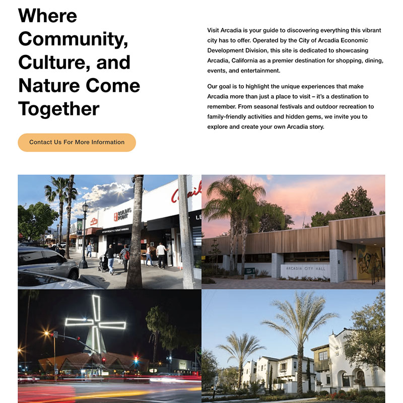 Visit Arcadia Website Design Screenshot 1